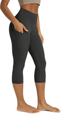 ODODOS Women's High Waisted Yoga Capris with Pockets, Tummy Control Non See Through Workout Athletic Running Capri Leggings