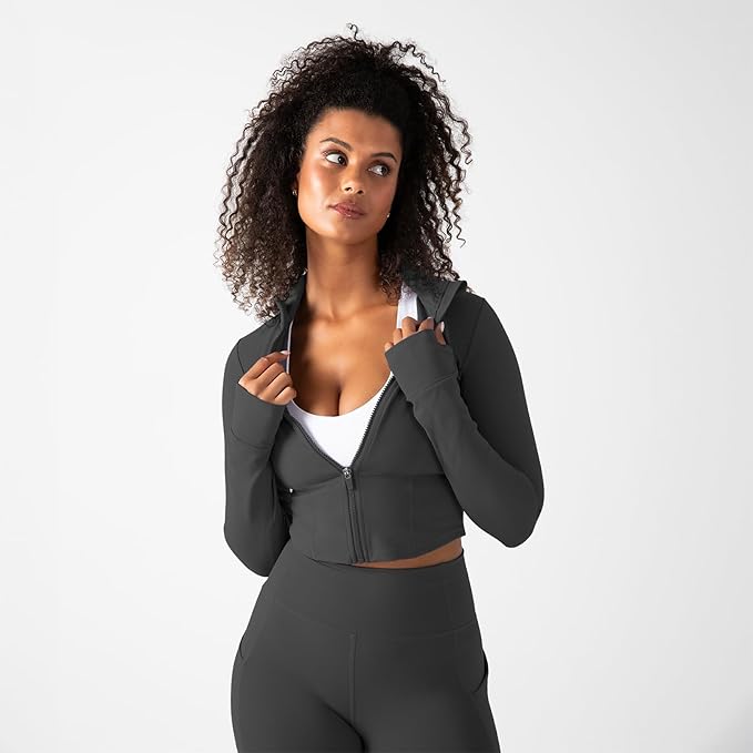 YITTY Active Women's Ultraluxe Full Zip Jacket, Athleisure, 4-Way-Stretch, Thumbholes