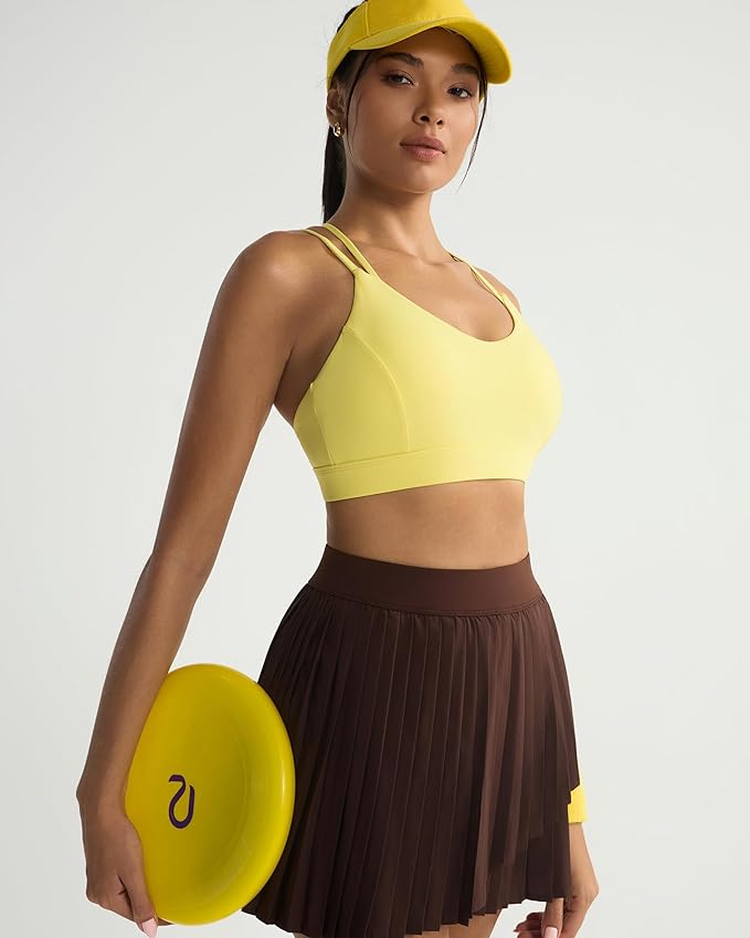 RUNNING GIRL Sports Bras for Women,Strappy Crisscross Back Padded Low Impact Running Sports Bra with Removable Cups