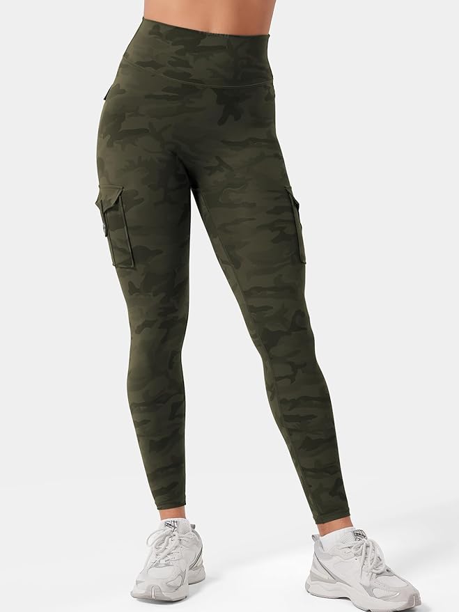 YEOREO CoreFlex Workout Cargo Leggings with Pockets for Women Hidden Scrunch Butt Lifting Leggings Gym Yoga Pants