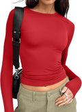 Trendy Queen Womens Long Sleeve T Shirts Fall Fashion 2026 Basic Crop Tops Going Out Outfits Y2k Clothes