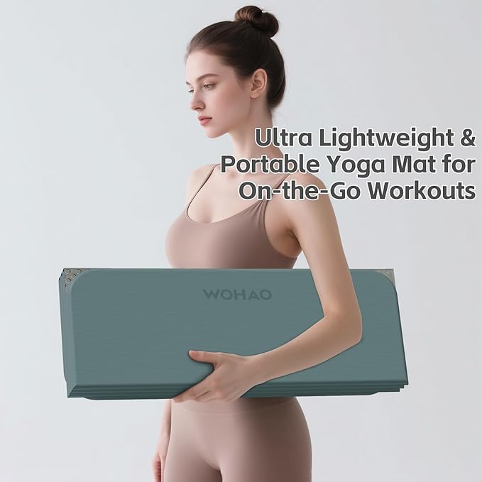 7-Fold Yoga Mat 70"x24" - 1/2 Inch Thick Folding Exercise Mat, Compact Non-Slip TPE Mat for Travel, Storage, Yoga & Home Gym, Lightweight & Portable