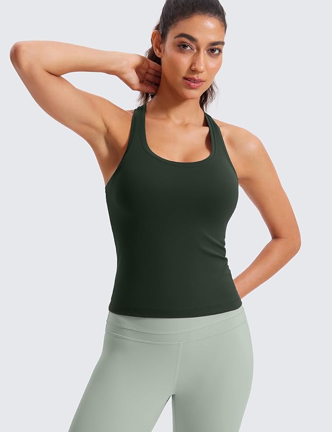 CRZ YOGA Butterluxe Racerback Tank Tops for Women - Yoga Workout Casual Gym Athletic Camisole Tight Sleeveless Shirts