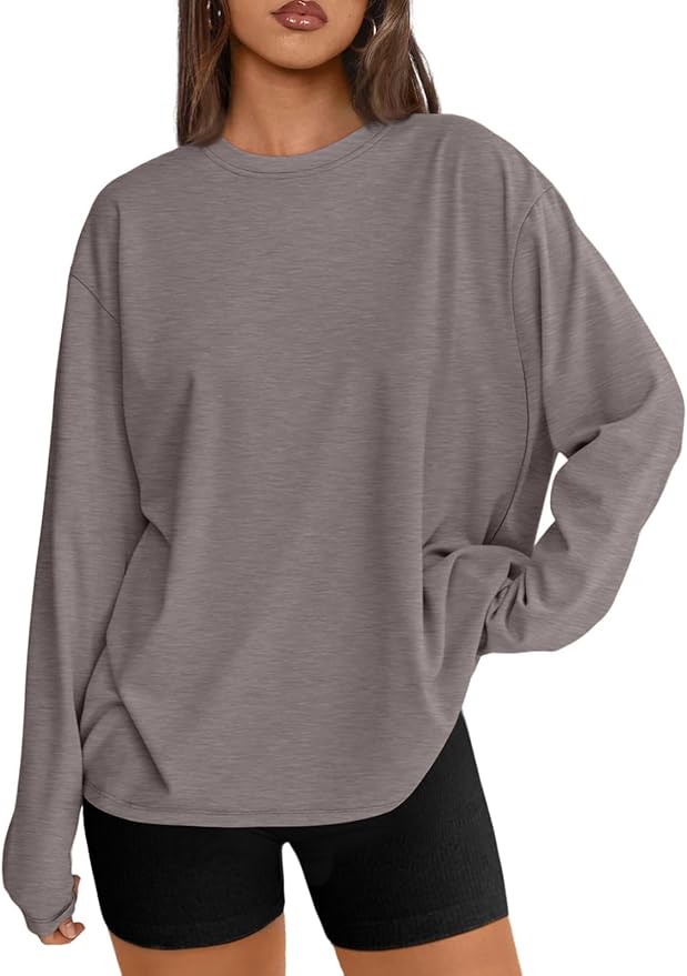 Trendy Queen Womens Spring Tops Oversized Long Sleeve T Shirts 2026 Basic Tee Fall Casual Workout Y2K Clothes
