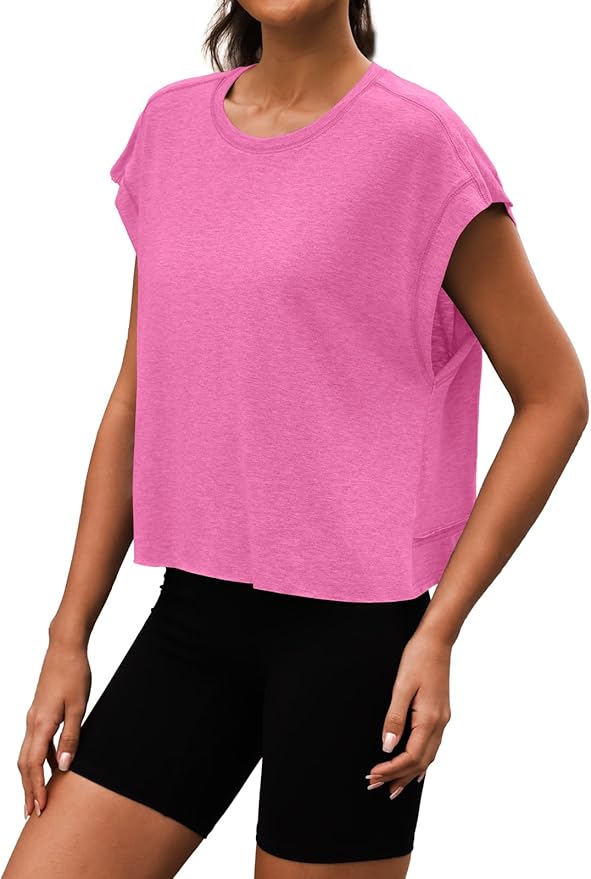 Women Open Back Workout Shirts Short Sleeve Tops Casual Yoga Y2k Athletic Gym Running Crop Tees