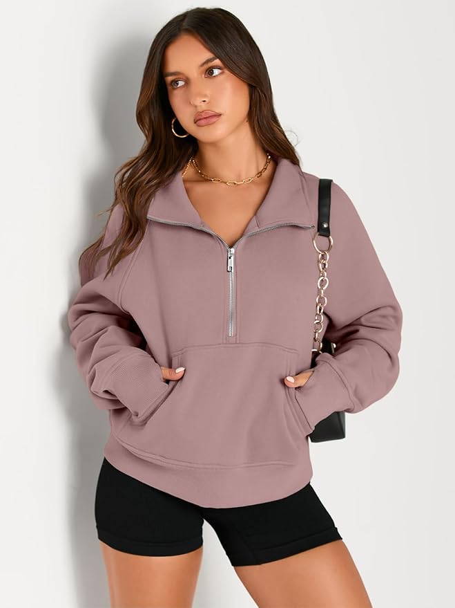 AUTOMET Womens Sweatshirts Half Zip Cropped Pullover Fleece Quarter Zipper Hoodies 2026 Fall Fashion Outfits Clothes