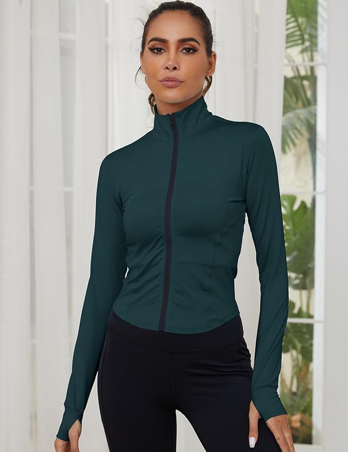 Gihuo Women's Workout Jacket Lightweight Zip Up Athletic Cropped Running Jacket