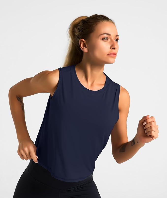 Dragon Fit Womens Ice Silk Workout Tank Tops Sleeveless Cropped Yoga Shirt for Running Gym Summer