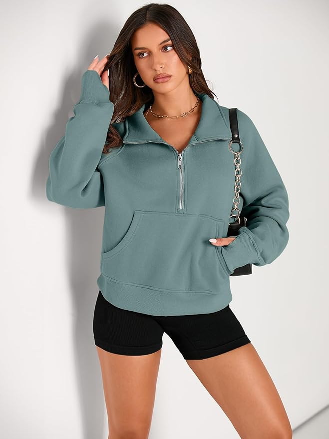 AUTOMET Womens Sweatshirts Half Zip Cropped Pullover Fleece Quarter Zipper Hoodies 2026 Fall Fashion Outfits Clothes