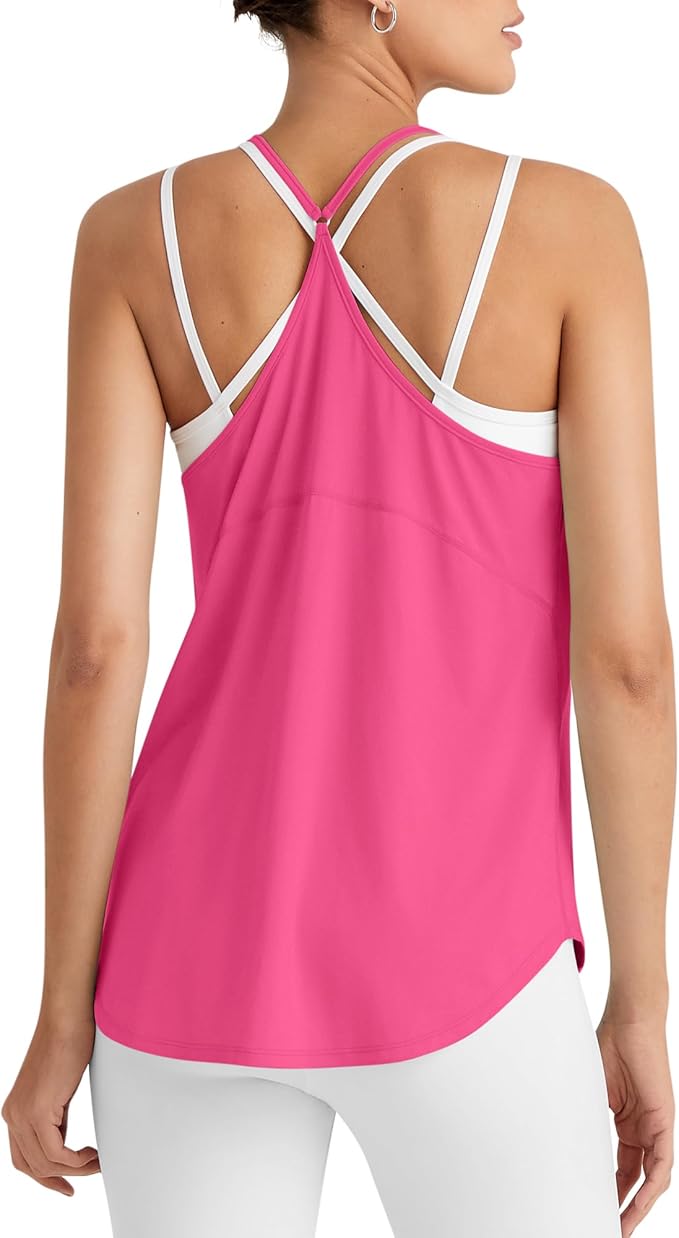 G4Free Workout Athletic Tank Tops for Women Racerback Lightweight Gym Pilates Y-Back Loose Fit Running Tanks Top
