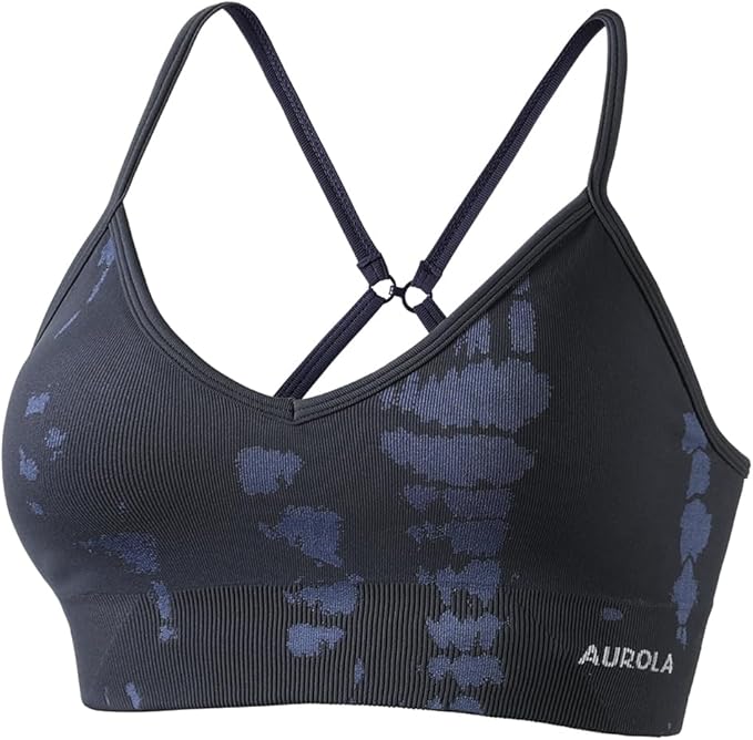 AUROLA Serpent Seamless Sports Bras for Women,Backless Padded Strappy Workout Gym Yoga Crop Tops
