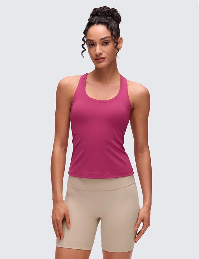 CRZ YOGA Butterluxe Racerback Tank Tops for Women - Yoga Workout Casual Gym Athletic Camisole Tight Sleeveless Shirts