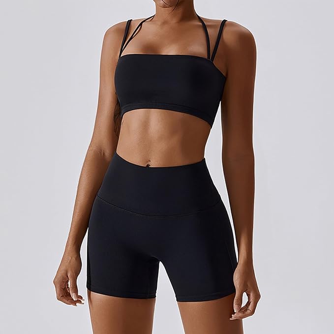 IMEKIS Women's Workout Sets 2 Piece Yoga Outfit High Waisted Biker Shorts Leggings Sports Bra Gym Fitness Clothes Tracksuit