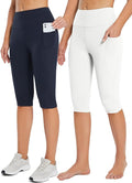 baleaf Women's Capri Leggings with Pockets High Waisted Knee Length Capris Stretch for Casual Yoga Pants Workout Exercise