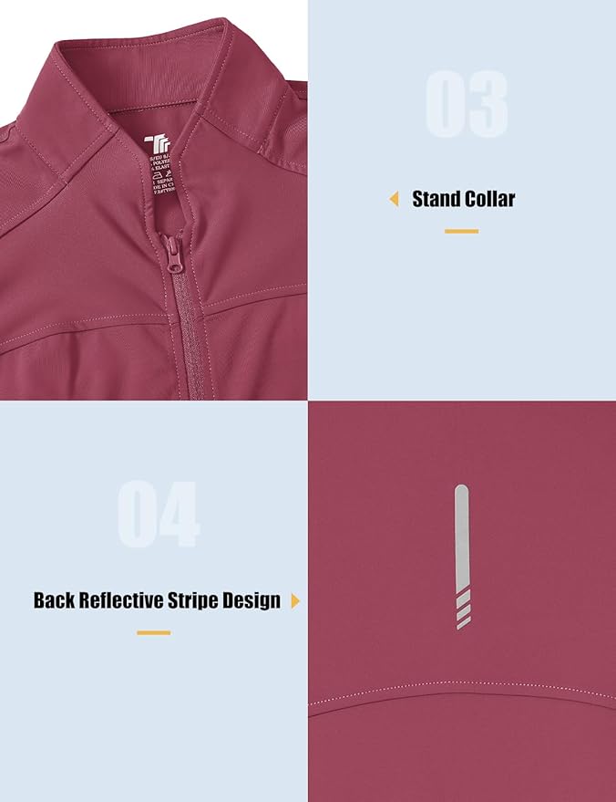 Gopune Women's Workout Athletic Jacket Lightweight Zip Up Yoga Slim Fit Tops with Pockets