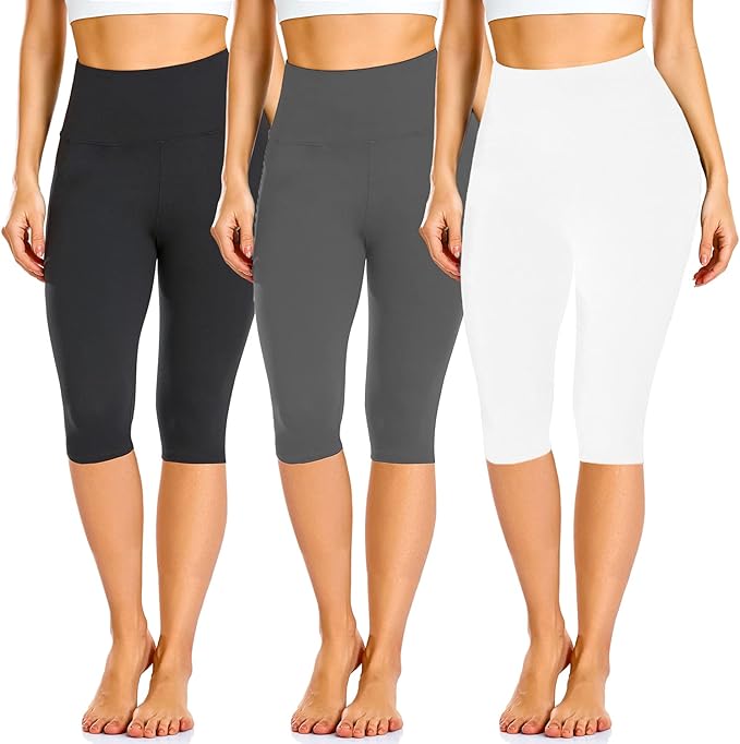 FULLSOFT 3 Pack Leggings for Women High Waisted Soft Black Yoga Pants for Workout Athletic Running Reg & Plus Size