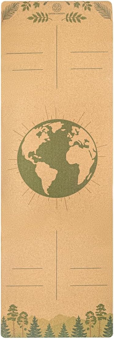 Cork Yoga Mat with Natural Rubber Base, Extra Size, Thickness and Support, Excellent Cushion & Grip, Non-Slip, Non-Toxic, Sweat-Resistant, Sustainable, Eco-friendly Exercise Mat