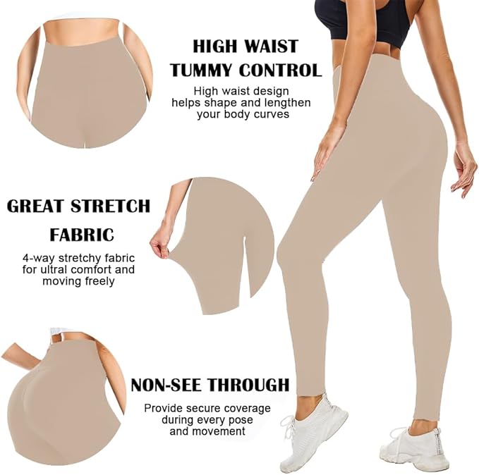 FULLSOFT Buttery Soft Leggings for Women - High Waisted Tummy Control No See Through Workout Yoga Cycling Tights Pants