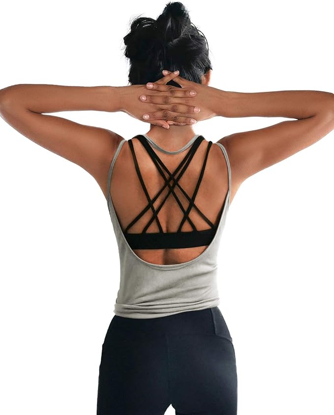 OYANUS Womens Summer Workout Tops Sexy Backless Yoga Shirts Open Back Activewear Running Sports Gym Tank Tops