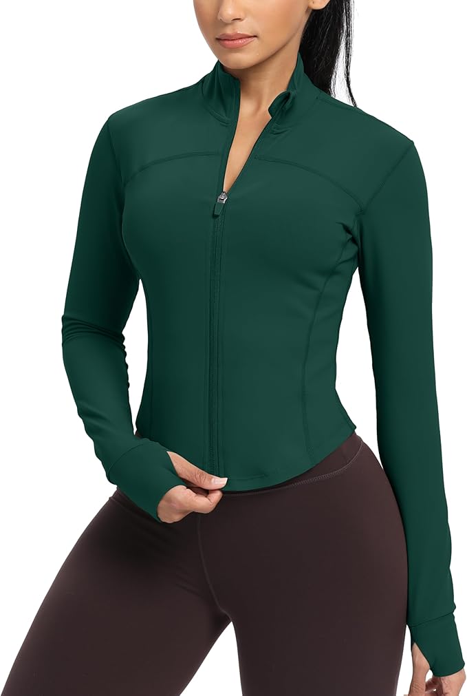 GYM RAINBOW Womens Zip Up Workout Jakcets Lightweight Slim Fit Running Athletic Jackets with Thumb Holes
