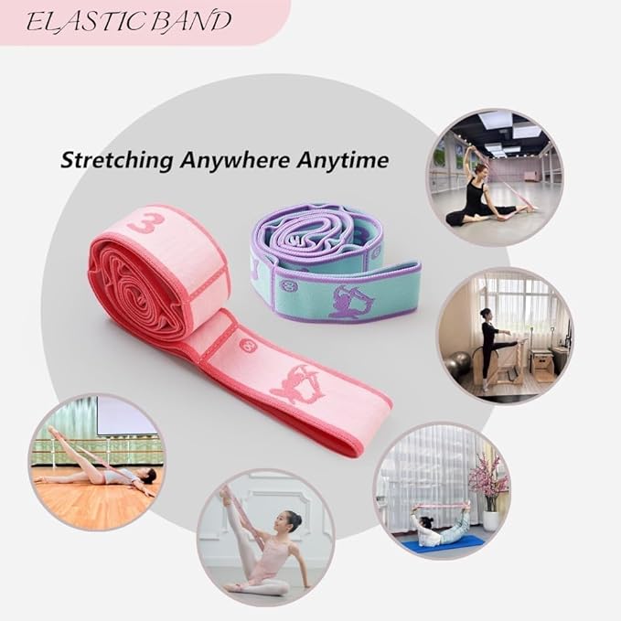 Multi-Loop Stretch Band - Yoga, Pilates, Ballet, and Physical Therapy Stretching Strap for Flexibility, Leg Stretching, and Exercise - Durable Stretching Equipment for Dance and Fitness