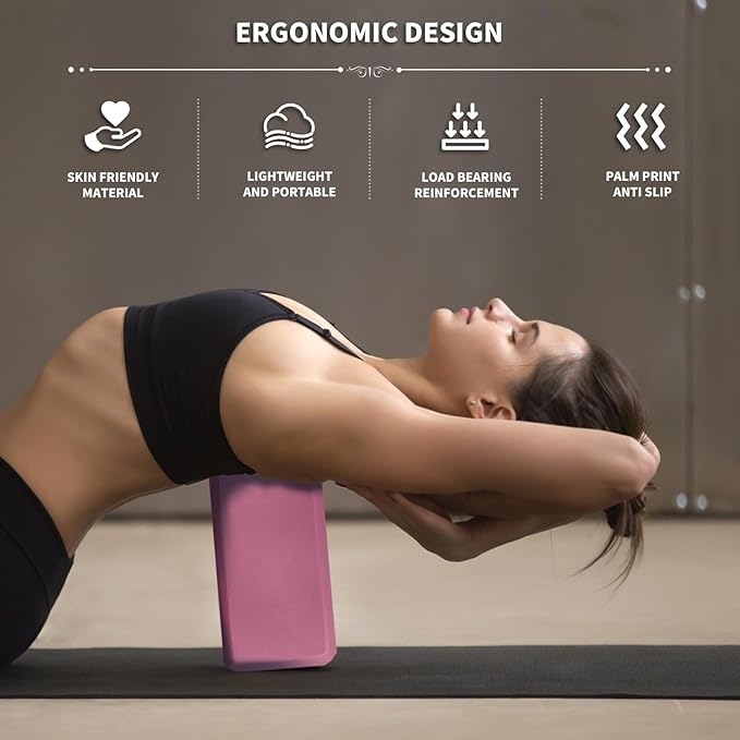 Yoga Blocks 2 Pcs, 9"x6"x3" Yoga Brick Foam Blocks EVA Foam Block Yoga Props Accessories for Yoga Pilates Stretching and Meditation