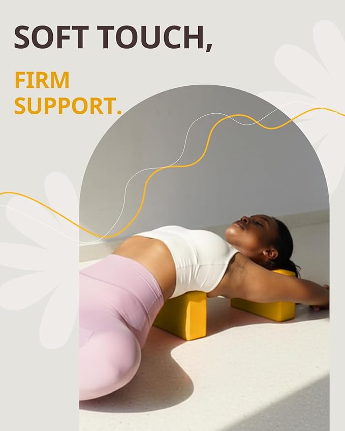 Trideer Yoga Blocks 2 Pack, Soft Non-Slip Foam Blocks with Beveled Edges for Alignment and Stretching in Yoga, Pilates, and Dance - Supportive, Lightweight, Odor Resistant, Latex-Free