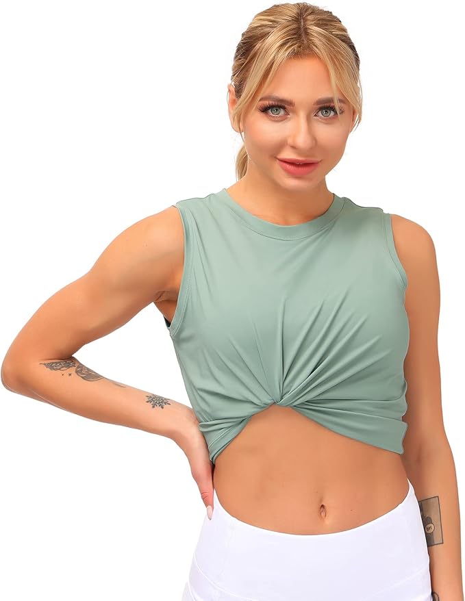 Dragon Fit Womens Ice Silk Workout Tank Tops Sleeveless Cropped Yoga Shirt for Running Gym Summer