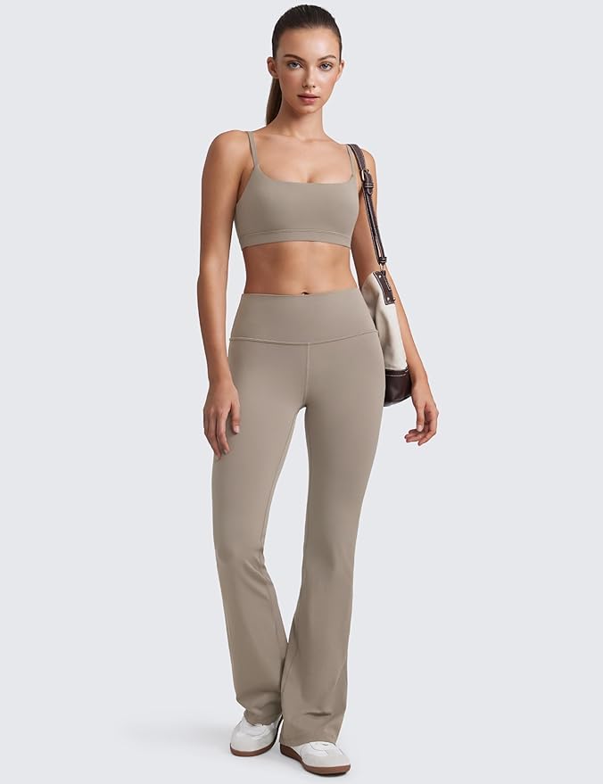 CRZ YOGA Butterluxe Adjustable Spaghetti Strap Sports Bras for Women - Scoop Neck Wireless Padded Yoga Workout Crop Top