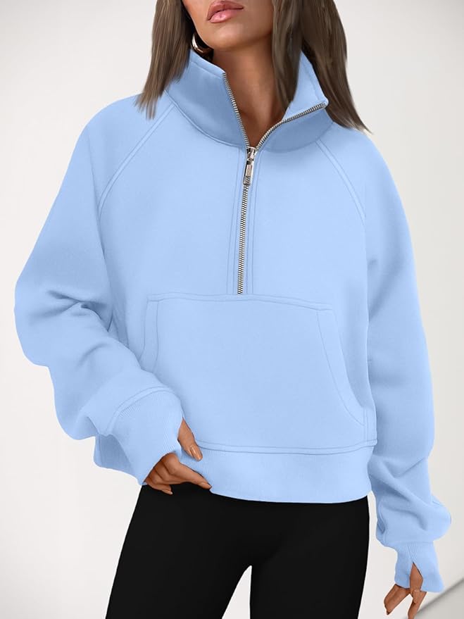 AUTOMET Womens Sweatshirts Half Zip Cropped Pullover Fleece Quarter Zipper Hoodies 2026 Fall Fashion Outfits Clothes