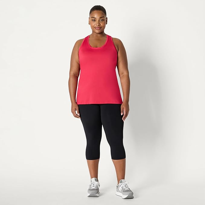 Amazon Essentials Women's Active Quick Dry Tech Stretch Racerback Scoop Neck Tank Top, Multipacks