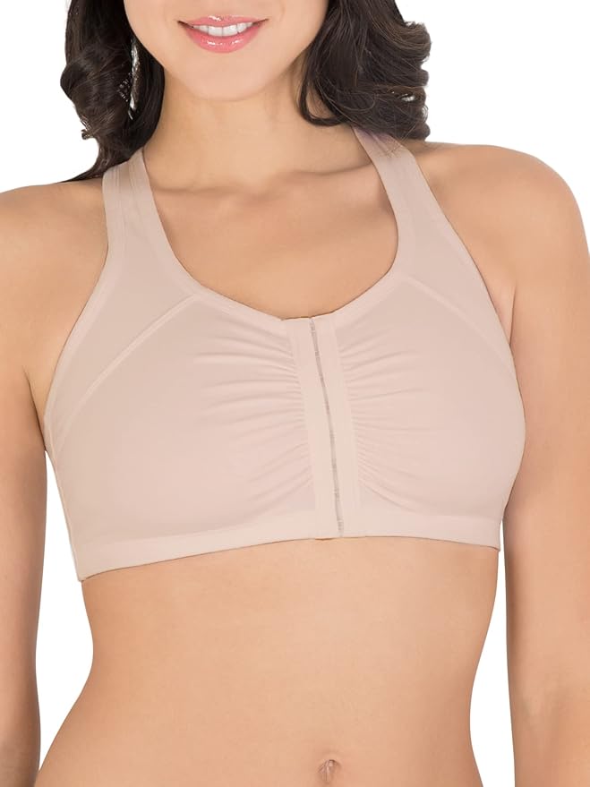 Fruit of the Loom Women's 96014PK Comfort Cotton Blend Front Close Sports Bra 2 Pack