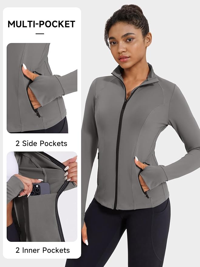 VUTRU Women's Workout Jacket Zip Up Athletic Lightweight Running Yoga Jacket with Pockets