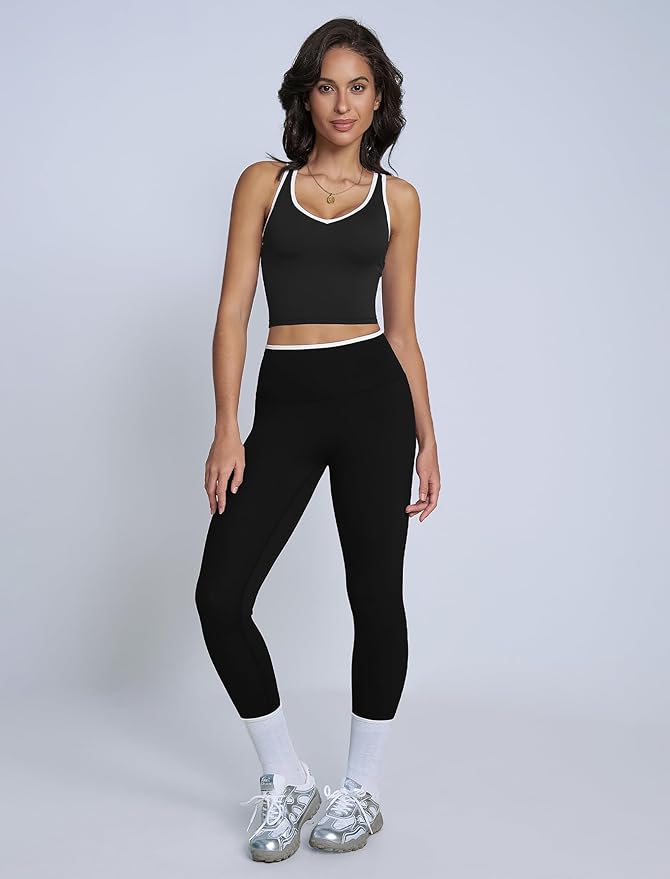 ABOCIW Womens Color Block Workout Sets Racerback Tank Top High Waist Leggings Gym Set Yoga Pilates Outfits