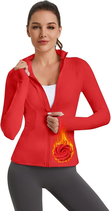 VUTRU Women's Workout Yoga Jacket Full Zip Running Track Jacket Fleece Athletic Jacket
