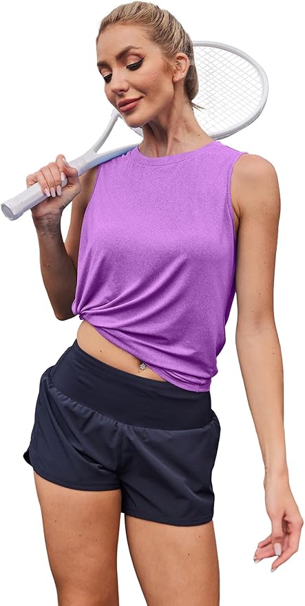 Womens Workout Tank Tops Lightweight Sleeveless Shirts for Women Loose Fit Tops for Athletic Running Tennis Yoga