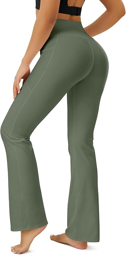 FOHOFO Yoga Pants Women, Flare Leggings for Women with Pockets Crossover High Waisted Bootcut Yoga Pants