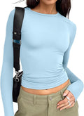 Trendy Queen Womens Long Sleeve T Shirts Fall Fashion 2026 Basic Crop Tops Going Out Outfits Y2k Clothes