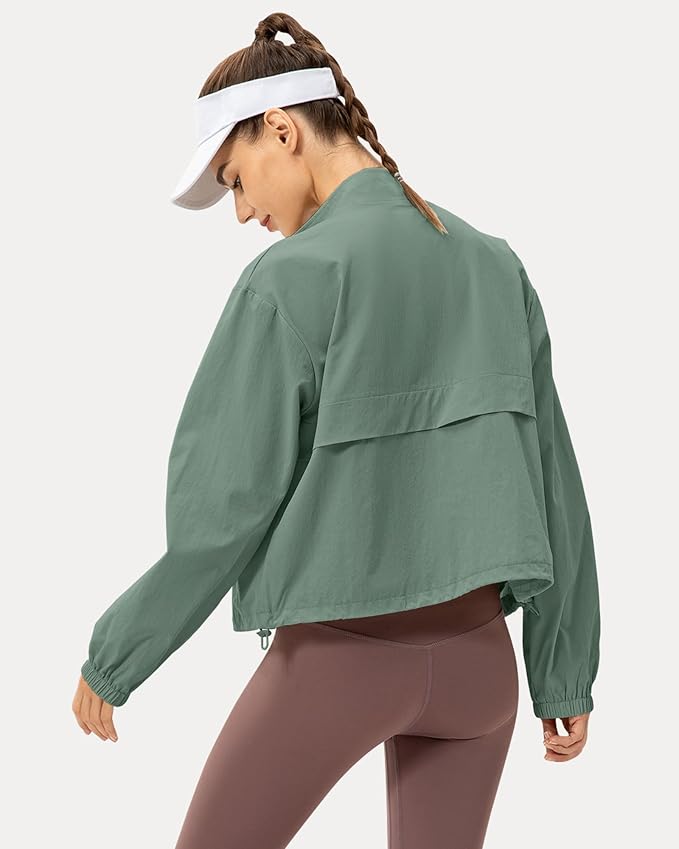 Locachy Women's Lightweight Zip Up Athletic Jacket Stand Collar Windproof Sun Protection Workout Outdoor Jacket