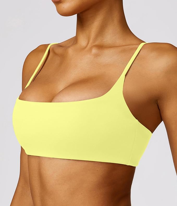 Comper Women's Sports Bra with Thin Straps Stretchy Wirefree Workout Bras Lightweight Workouts Bralette with Removable Pads