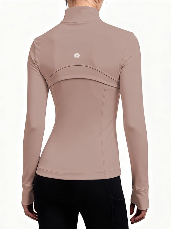 SIS QUEEN Women's Workout Jackets Slim Fit Athletic Track Tops with Pockets Thumb Holes Full Zip Up Lightweight Sportswear