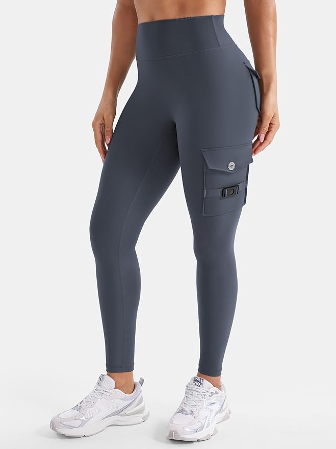 YEOREO CoreFlex Workout Cargo Leggings with Pockets for Women Hidden Scrunch Butt Lifting Leggings Gym Yoga Pants