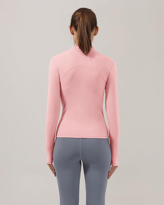 Gacaky Women's Slim Fit Workout Running Track Jackets Full Zip-up Yoga Athletic Jacket with Thumb Holes