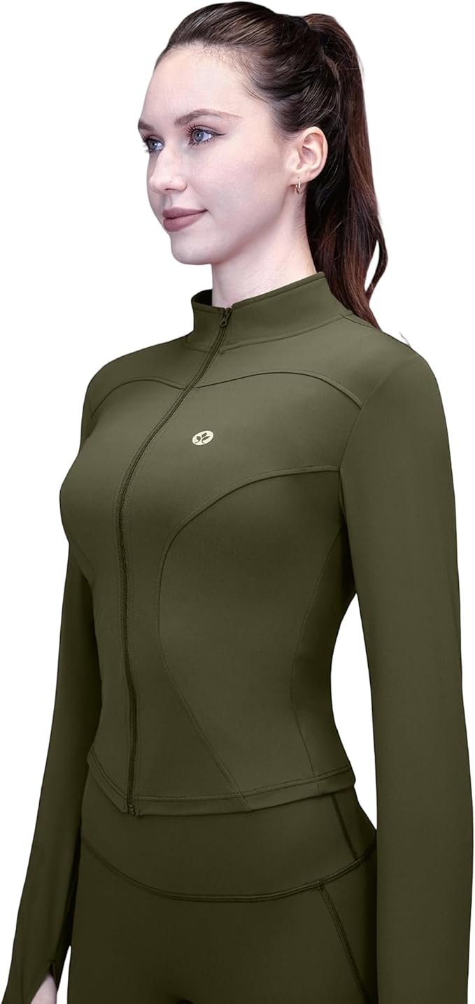 Women's Yoga Jacket Lightweight Zip Up - Workout Jackets for Running Gym Athletic Tops Full Zip