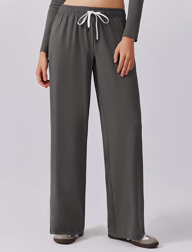 PINSPARK Women 2 Piece Lounge Set Long Sleeve Cropped Top Wide Leg Pants with Pockets 2024 Fall Outfits Matching Tracksuit