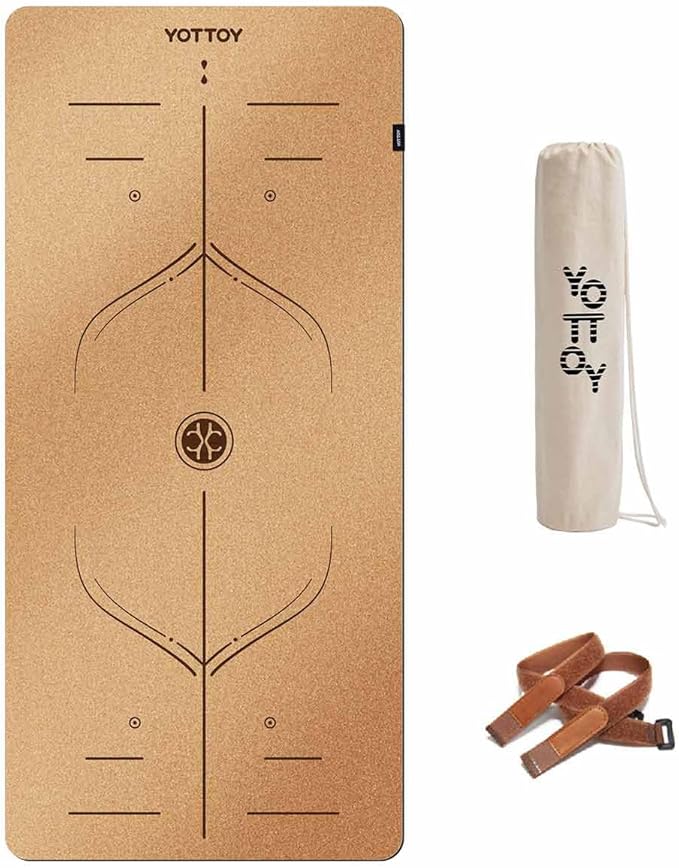 YOTTOY Yoga Mat,Non-Slip Hot Yoga Mat with Anti-Tear Design and Friendly Natural Rubber Mat with Strap and Bag