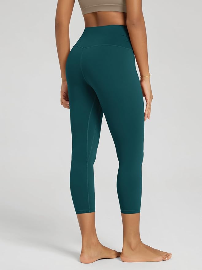 ODODOS Women's Cross Waist Yoga Leggings with Inner Pocket, 23"/25"/28" Gathered Crossover Workout Yoga Pants