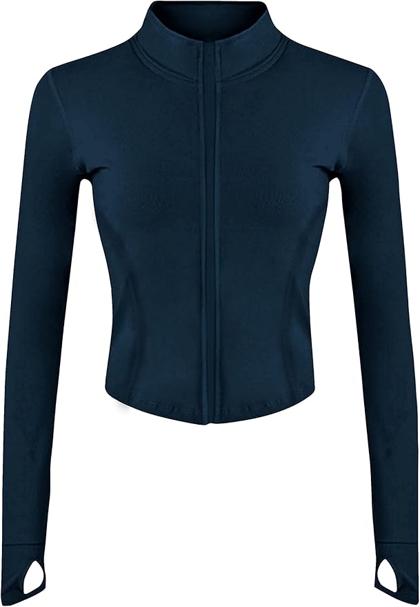 Tanming Women's Full Zip Seamless Workout Jacket Running Yoga Slim Fit Track Jacket