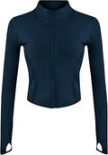 Tanming Women's Full Zip Seamless Workout Jacket Running Yoga Slim Fit Track Jacket