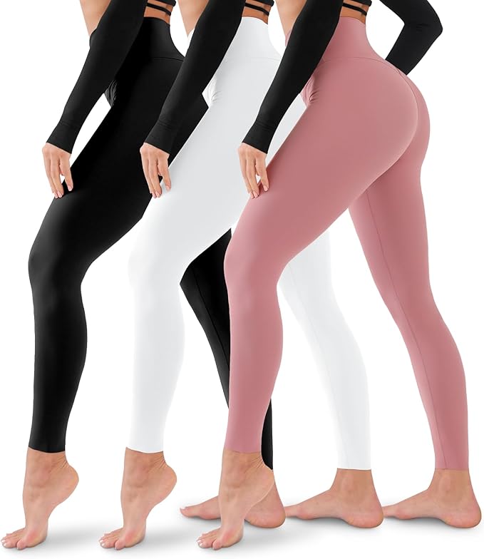 3 Pack Leggings for Women-No See-Through High Waisted Tummy Control Yoga Pants Workout Running Legging